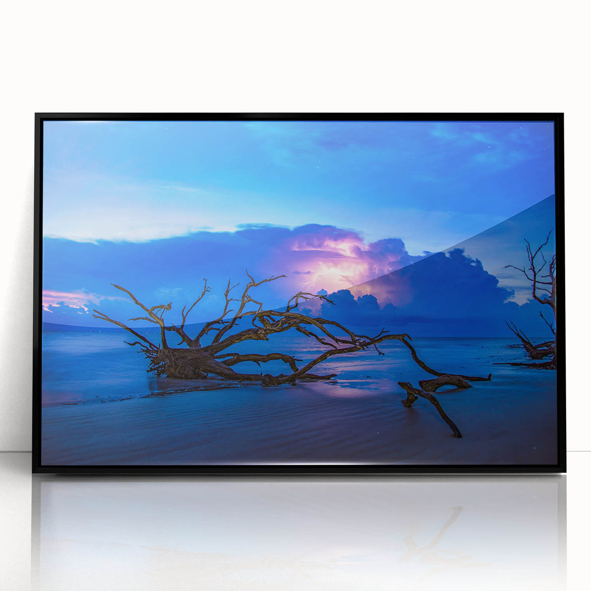 Large abstract wall art featuring a stylized Savannah landscape in muted earth tones on a framed acrylic.