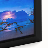 Framed canvas of a textured Savannah, Georgia, scenery in muted black with splashes of color.