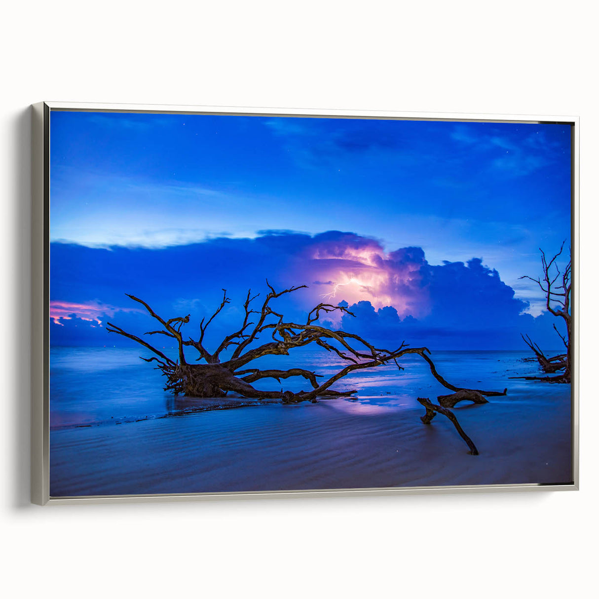 Framed canvas of a Savannah landscape in muted colors, ideal for adding a vintage touch to living room decor.
