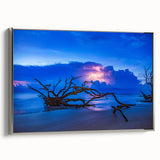 Framed canvas of a Savannah landscape in muted colors, ideal for adding a vintage touch to living room decor.