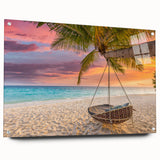 Acrylic print of a large abstract depiction of Oahu's coastline, featuring vibrant blue and green hues.