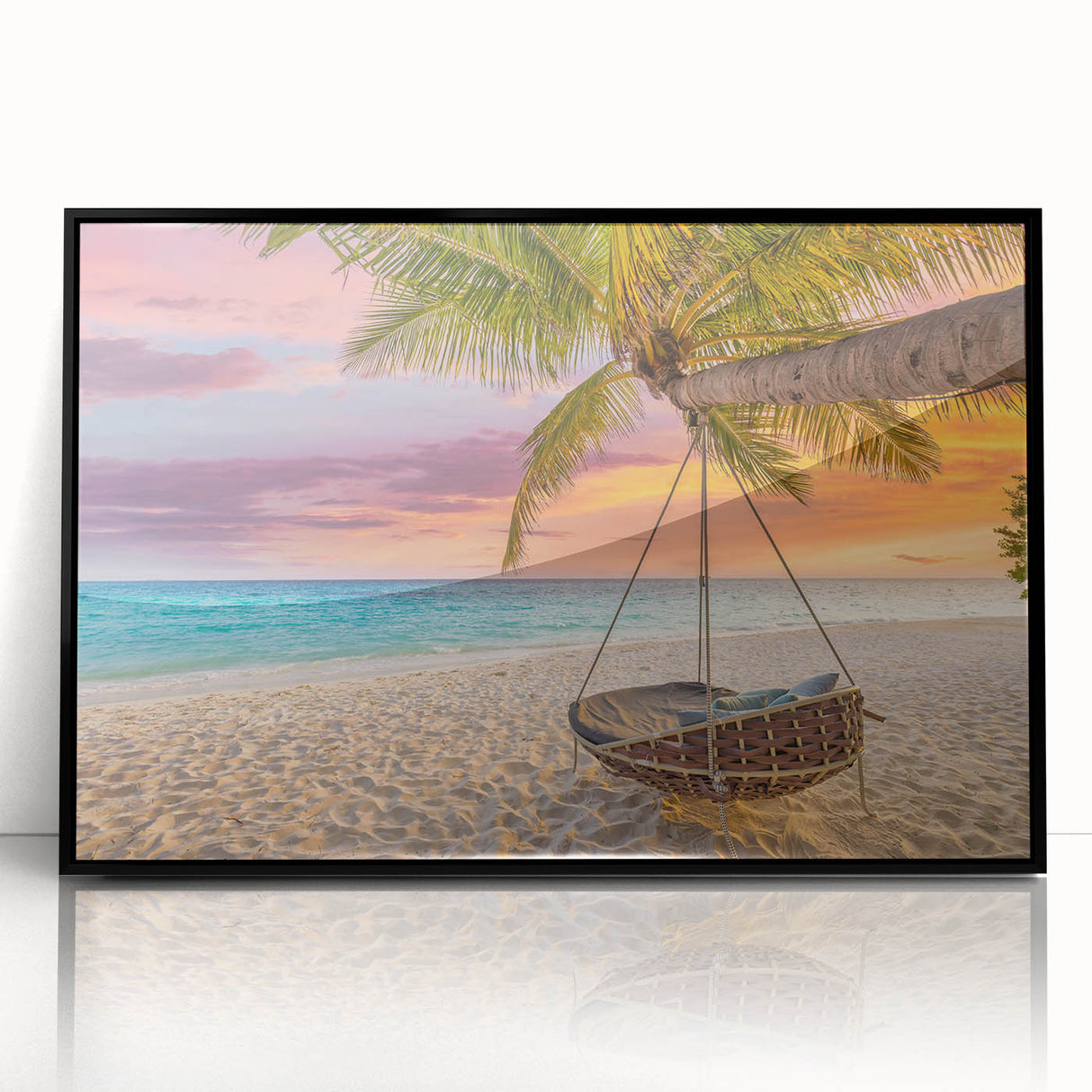 Large abstract wall art of Oahu, Hawaii landscape in muted colors on a framed acrylic print.