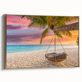 Framed canvas of Oahu landscape in muted gold and black tones, ideal for bedroom wall art.