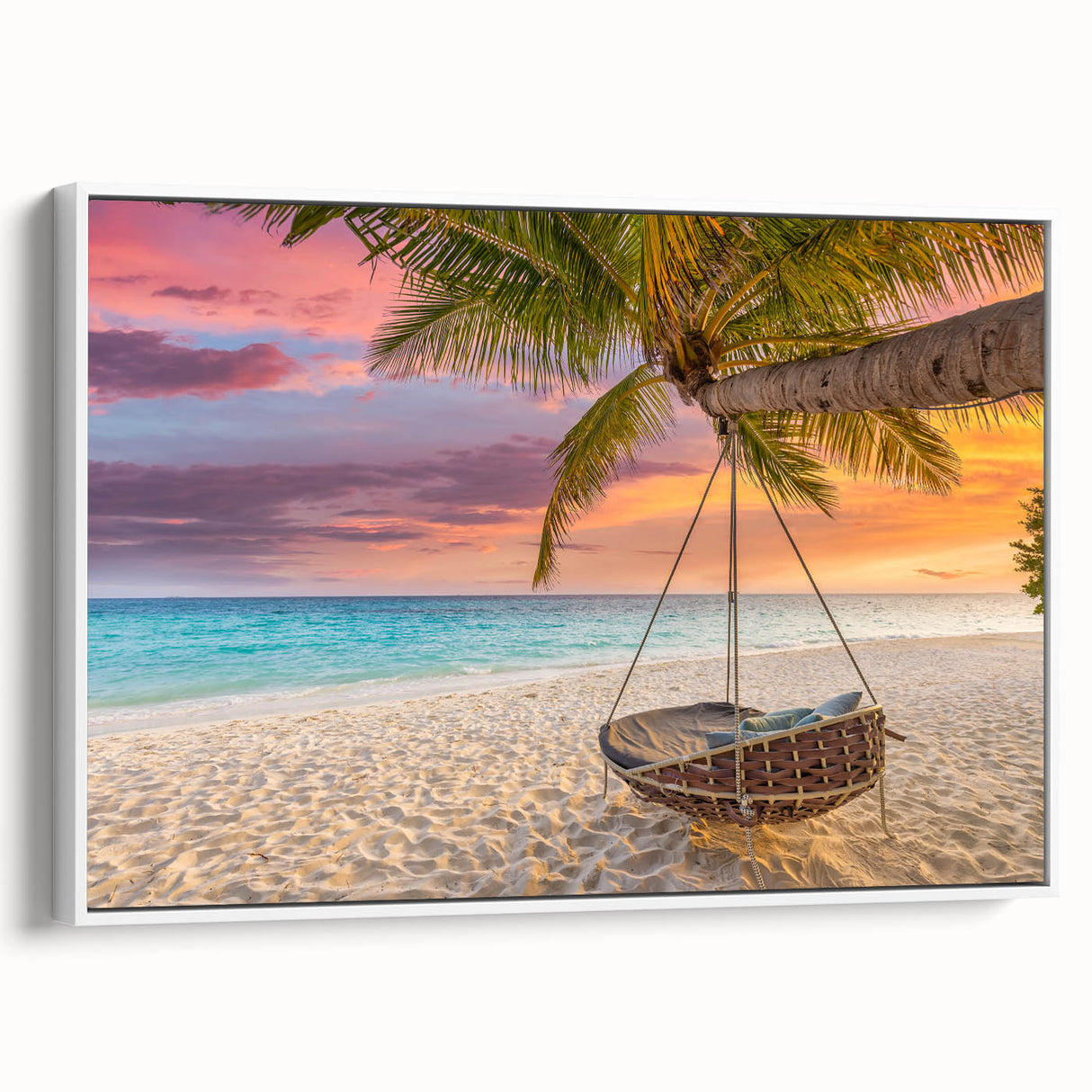 Vintage poster art of Oahu, Hawaii, featuring colorful landscape on extra large framed canvas, ideal for living room decor.