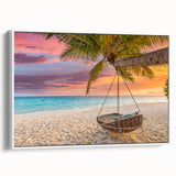 Vintage poster art of Oahu, Hawaii, featuring colorful landscape on extra large framed canvas, ideal for living room decor.