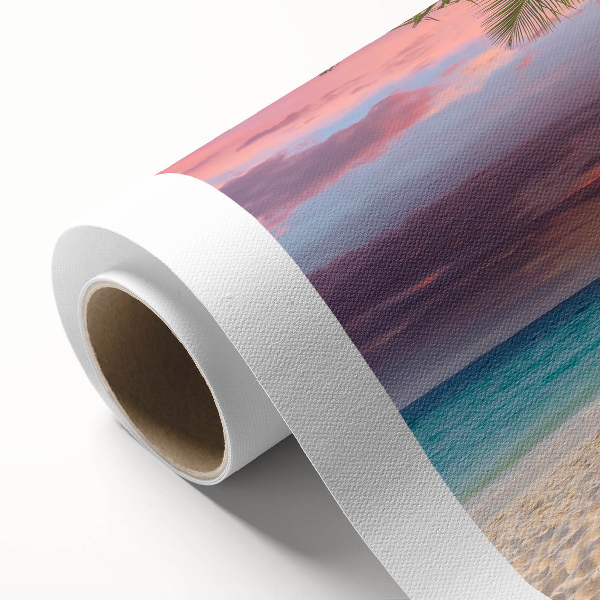 Art Deco style poster of Oahu, Hawaii scenery on rolled canvas, featuring pastel shades.