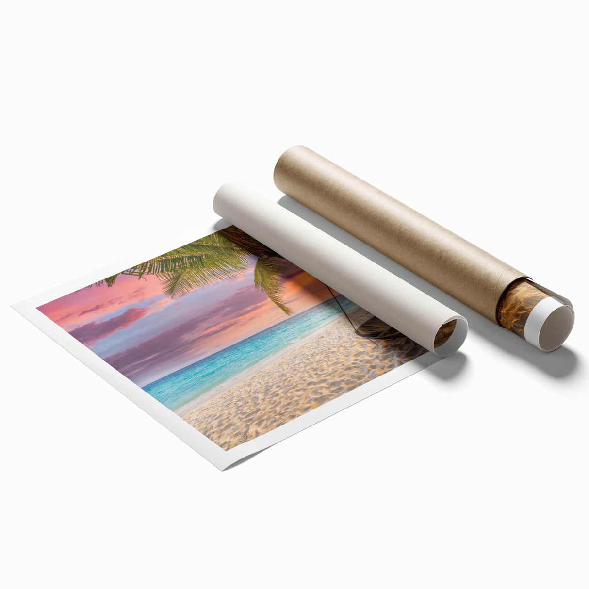 Extra large rolled print of Oahu, Hawaii scenery with lush floral elements in vibrant green tones.