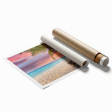 Extra large rolled print of Oahu, Hawaii scenery with lush floral elements in vibrant green tones.