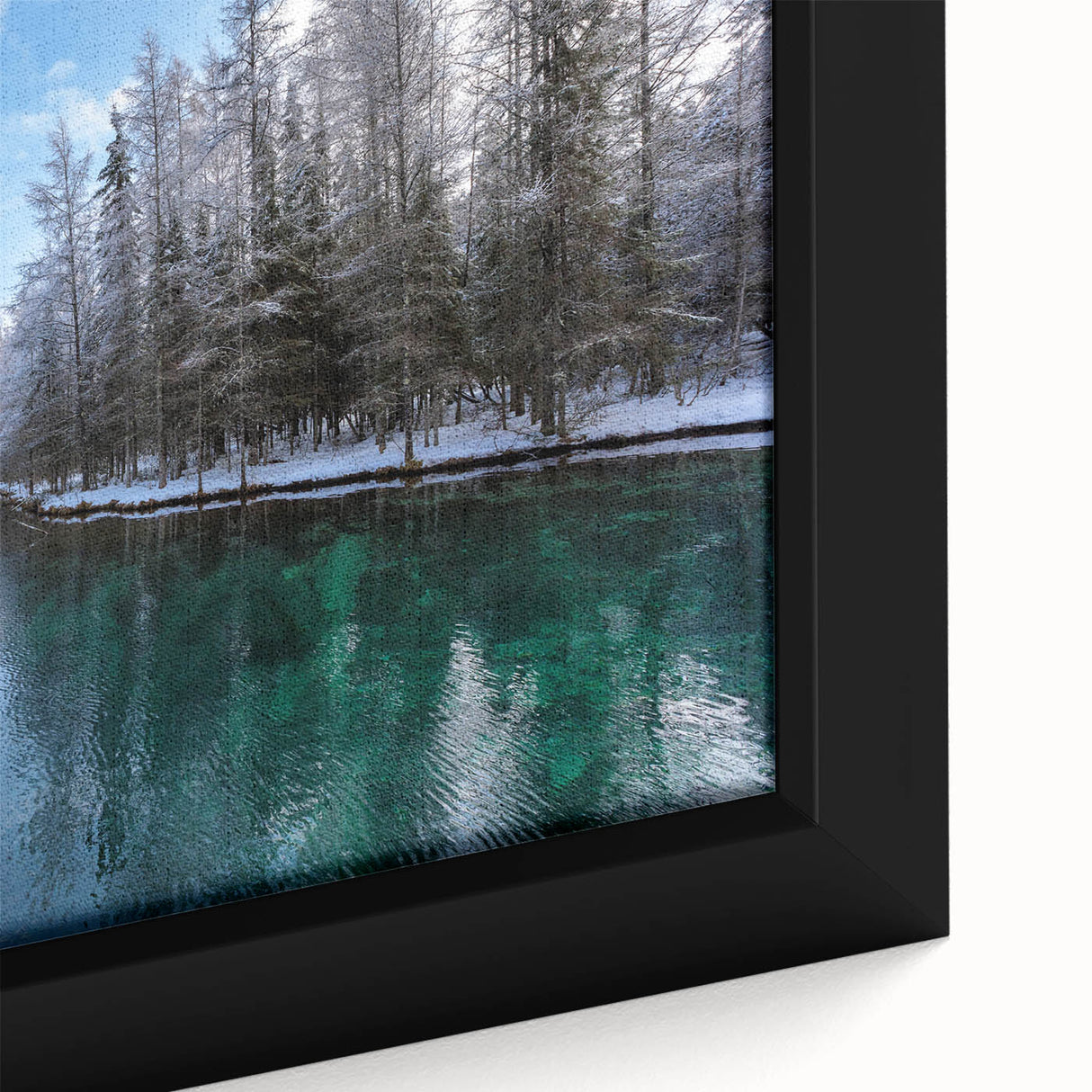 Framed canvas of Lake Michigan with textured black and colorful art, ideal for extra large wall art in a living room.