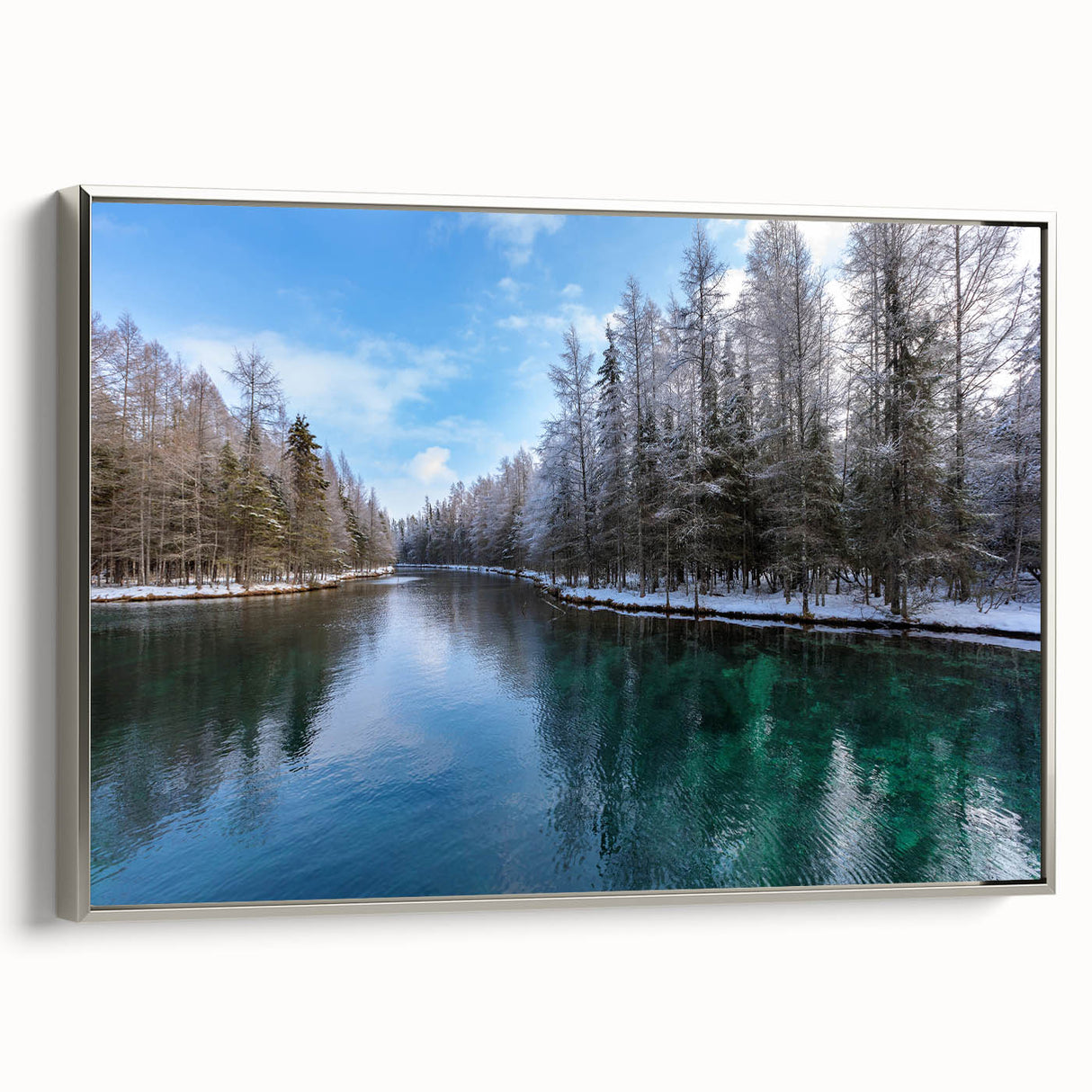 Framed canvas landscape art painting of Lake Michigan.