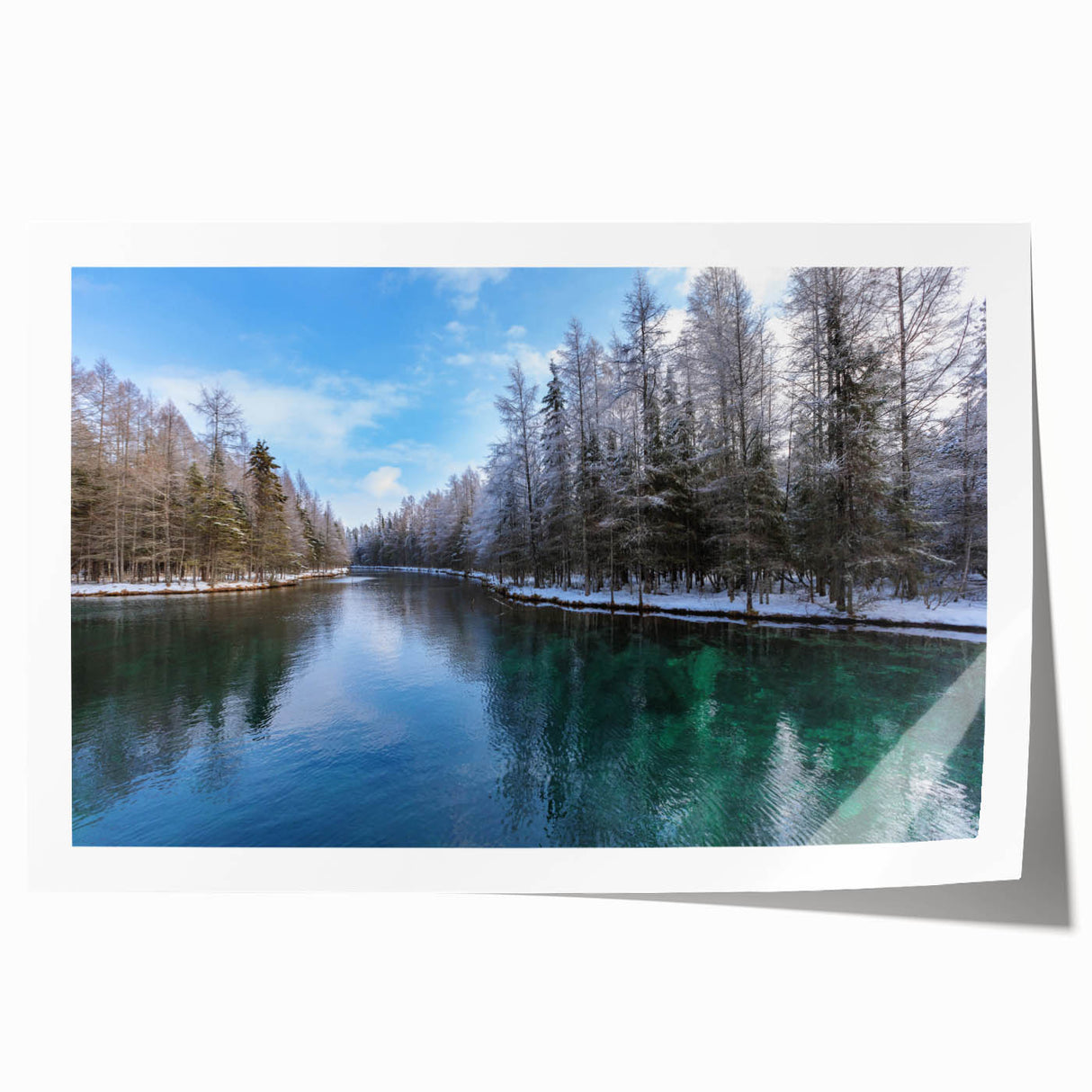 Extra large rolled print featuring a serene Lake Michigan scene with soft blue and gray tones.