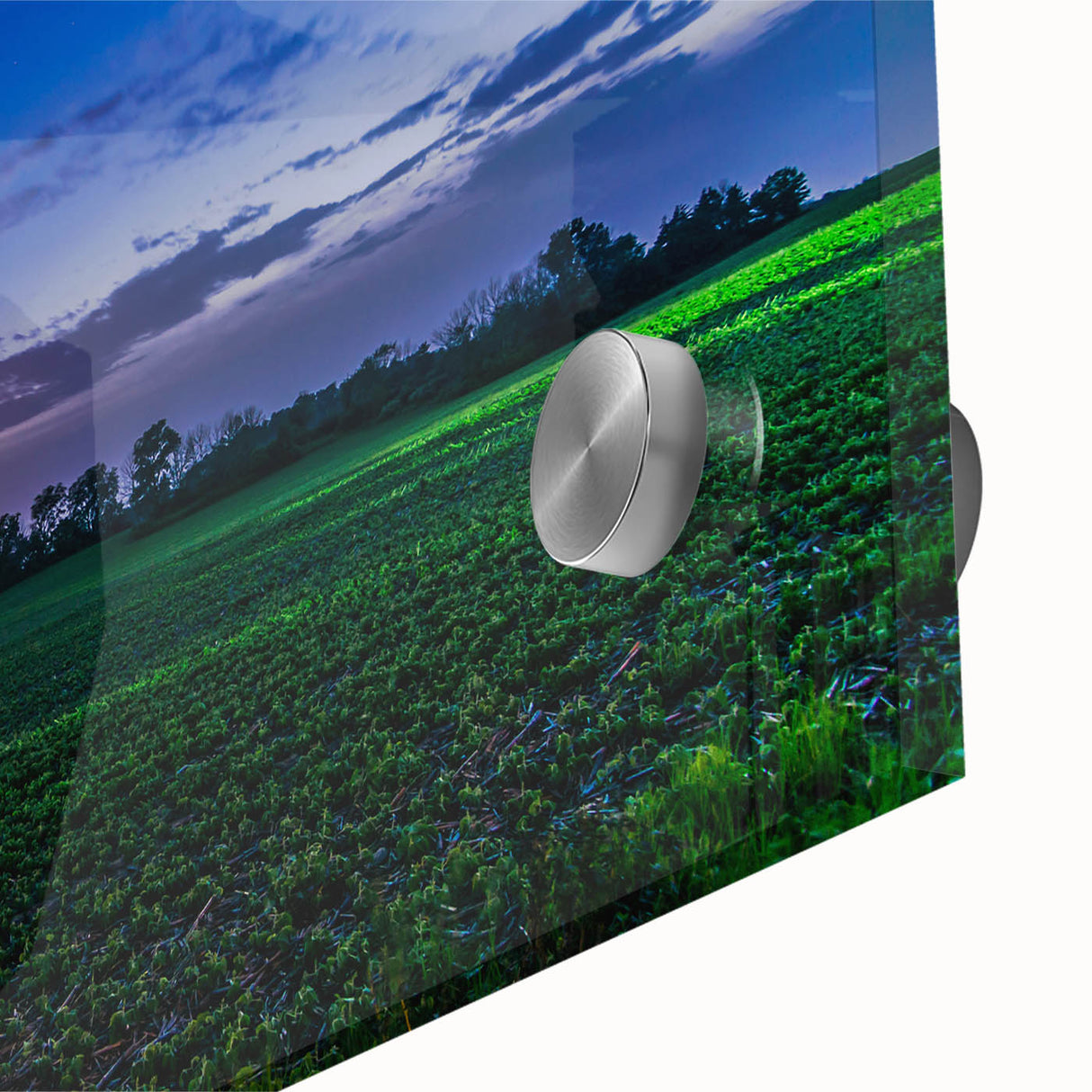 Large abstract wall art depicting Indiana scenery in muted earth tones on acrylic glass, suited for dining room ambiance.