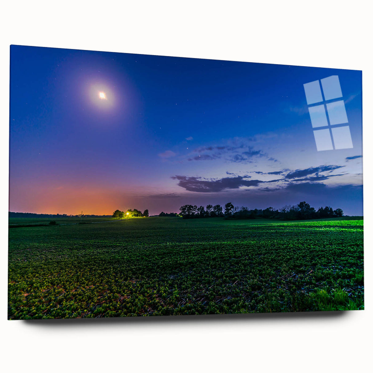 Large abstract wall art depicting the Indiana landscape in muted earth tones on acrylic glass.