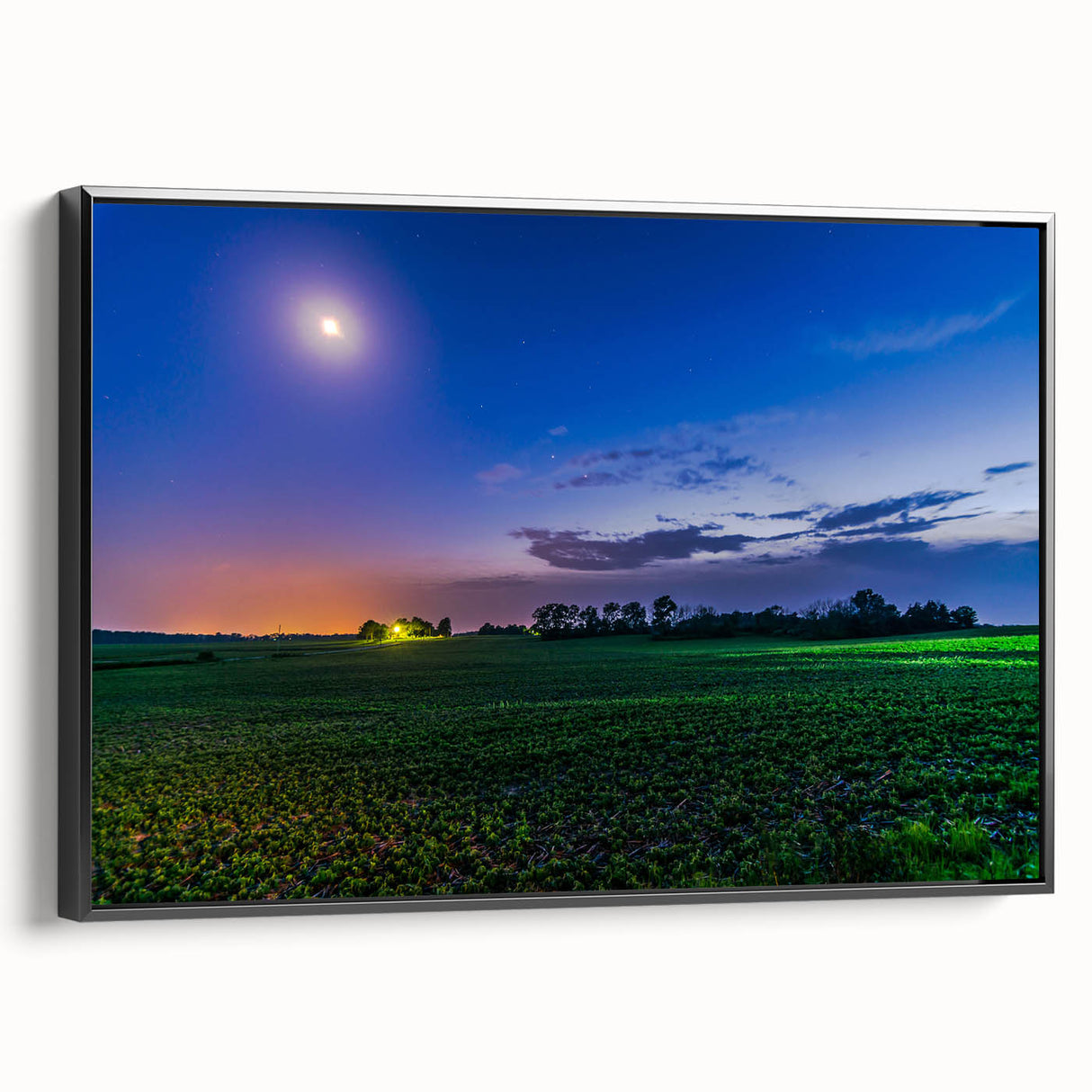 Black and white framed canvas of a vintage Indiana landscape, ideal for bedroom wall decor.