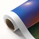 Art deco poster of Indiana scenery on rolled canvas, featuring pastel sunset colors, ideal for nursery wall art.