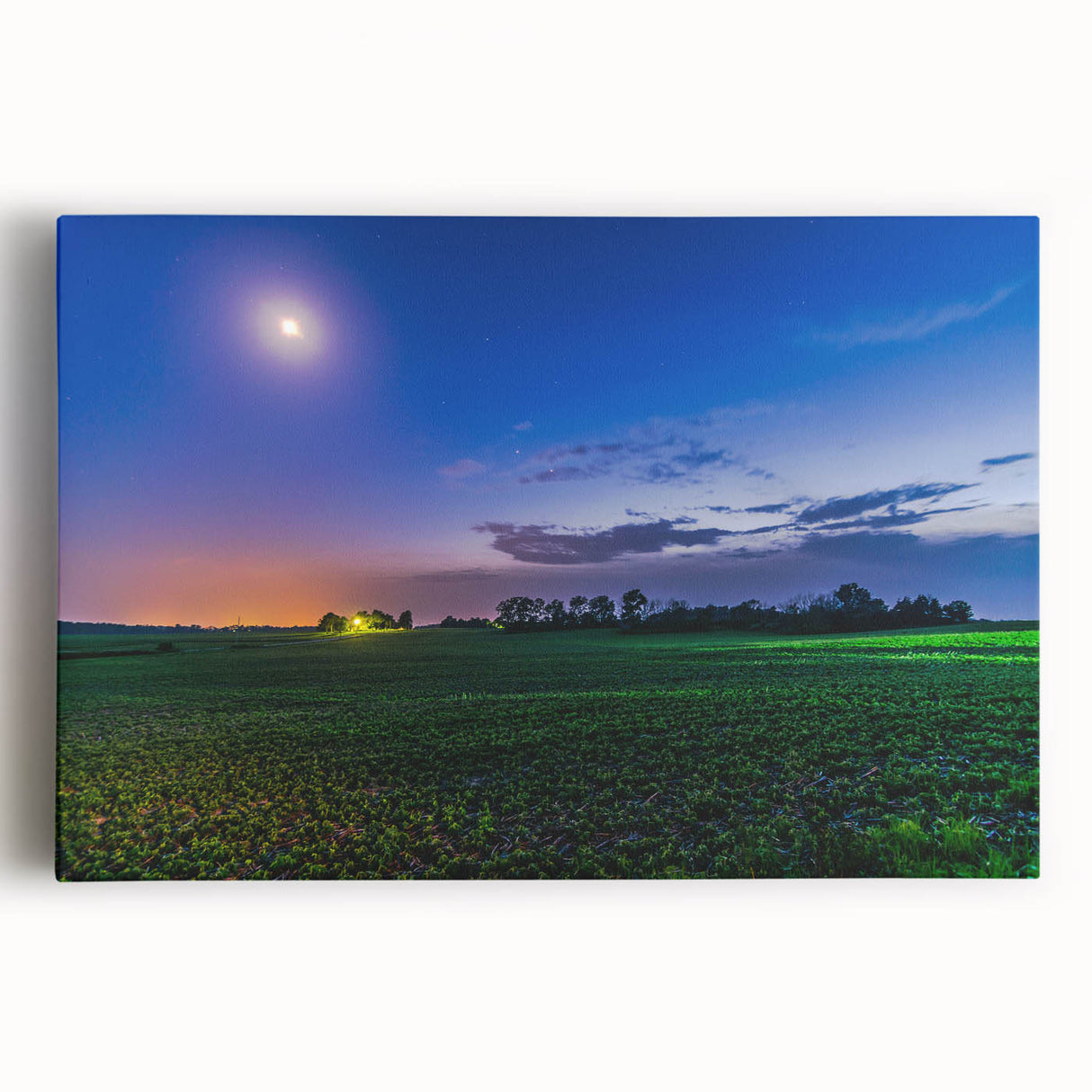 Black and white photo of Indiana landscape on large stretched canvas, suitable for kitchen wall art.