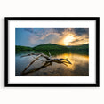Extra large abstract art print of colorful, textured Kentucky scenery on a black framed canvas, ideal for living room decor.