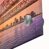 Large abstract depiction of New Orleans in vibrant colors on acrylic glass, ideal for dining room art.