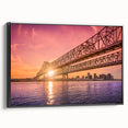 Black and white framed canvas depicting a vintage-style New Orleans landscape, ideal for bedroom wall decor.