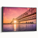 Black and white framed canvas depicting a vintage-style New Orleans landscape, ideal for bedroom wall decor.