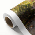 Art deco poster of Acadia, USA, featuring serene landscape in soft blue and green hues on rolled canvas.