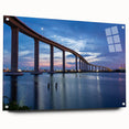 Acrylic print of Chesapeake Bay with vibrant blue and green tones, suitable for bedroom or dining room decor.