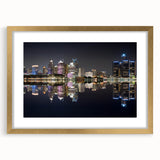 Extra large abstract art print of Detroit skyline in textured gold frame, ideal for living room decor.
