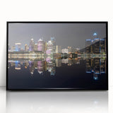 Large abstract wall art of Detroit skyline in muted gray tones on framed acrylic, suitable for modern living room decor.