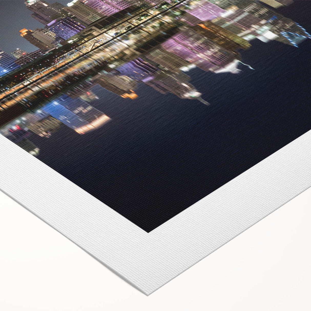 Art deco poster of Detroit skyline in monochrome shades on rolled canvas, suitable for dining room decor.