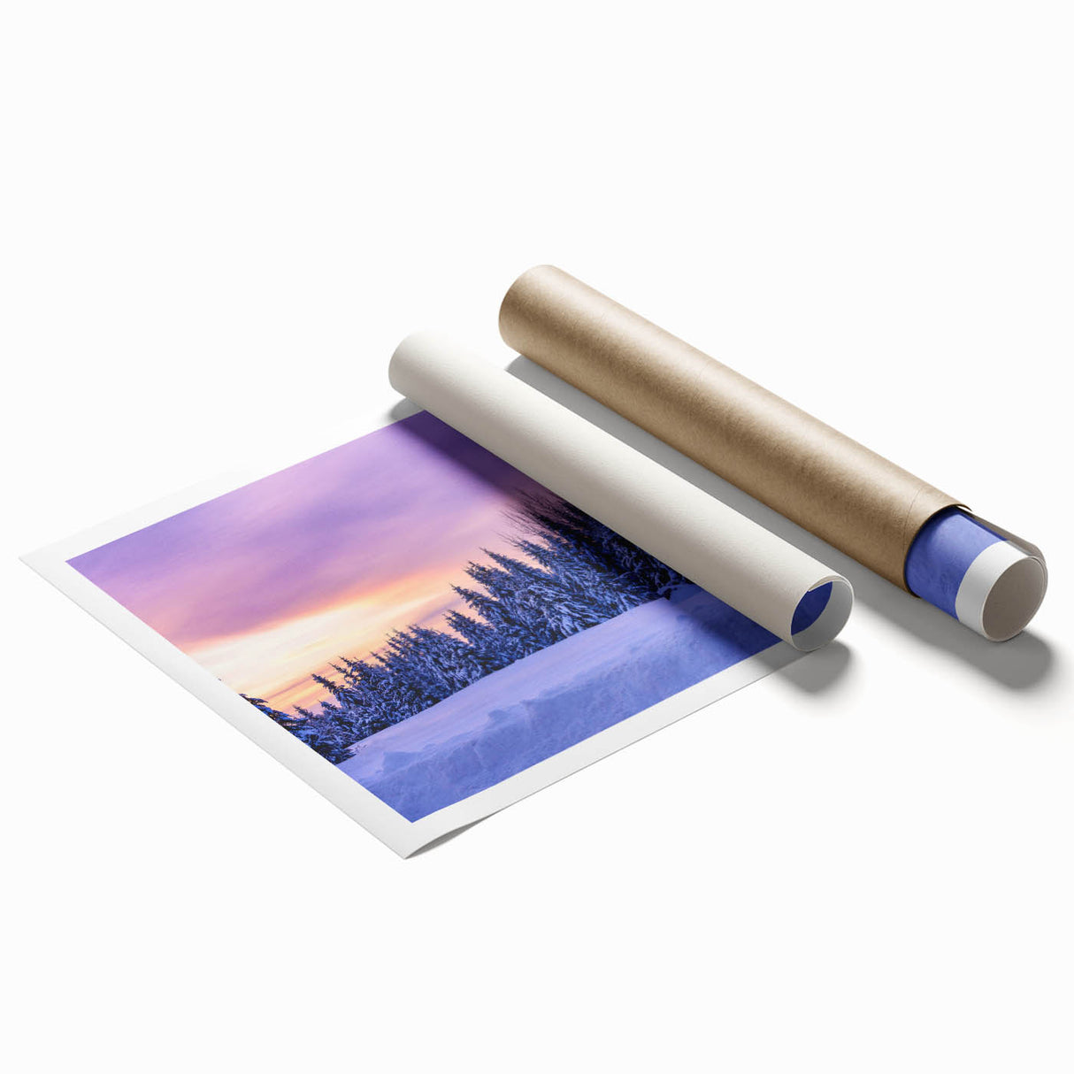 Extra large rolled print of a serene Minnesota lake scene with muted green and blue tones.
