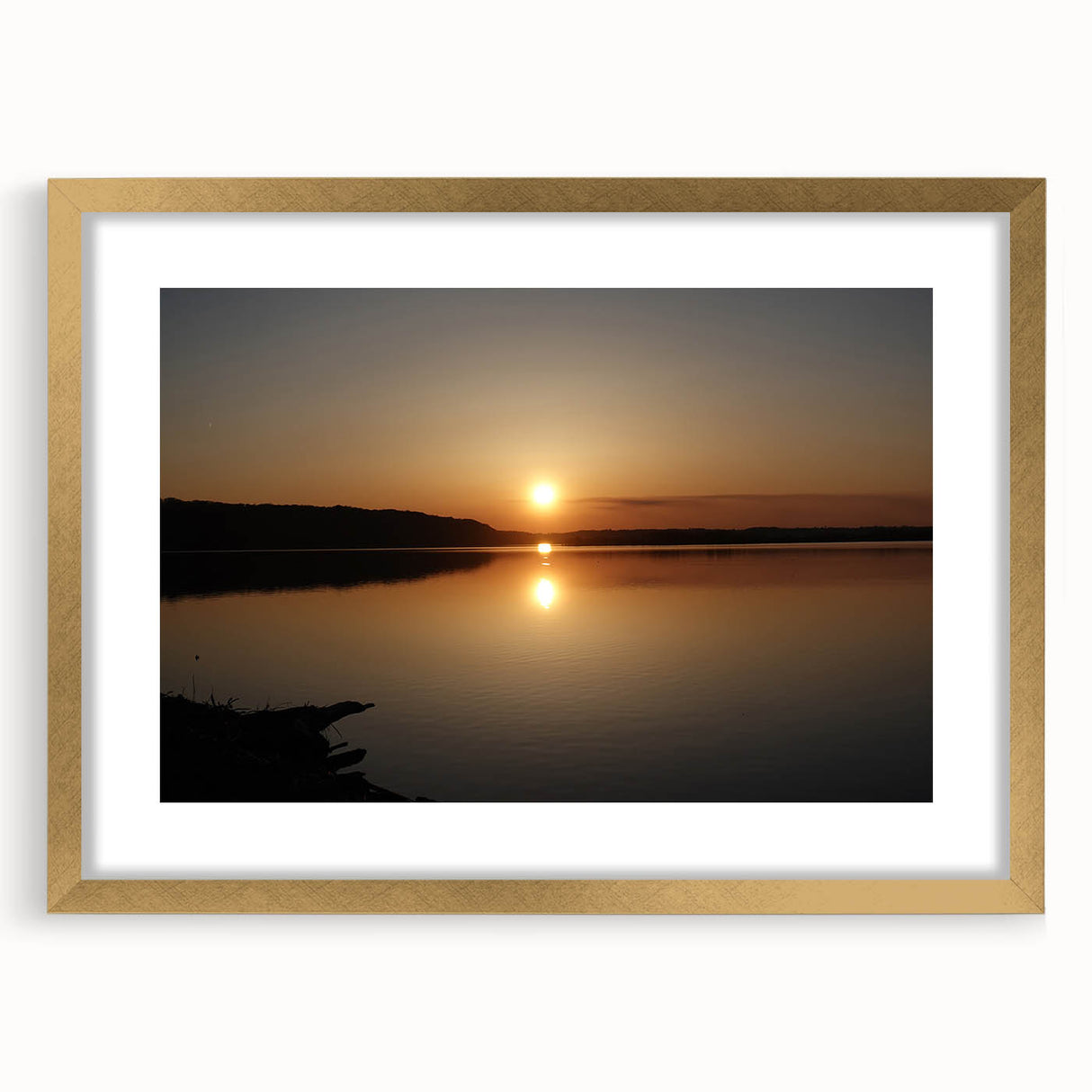 Abstract Mississippi scenery on textured art print in a gold frame, ideal for extra large wall art in a living room.
