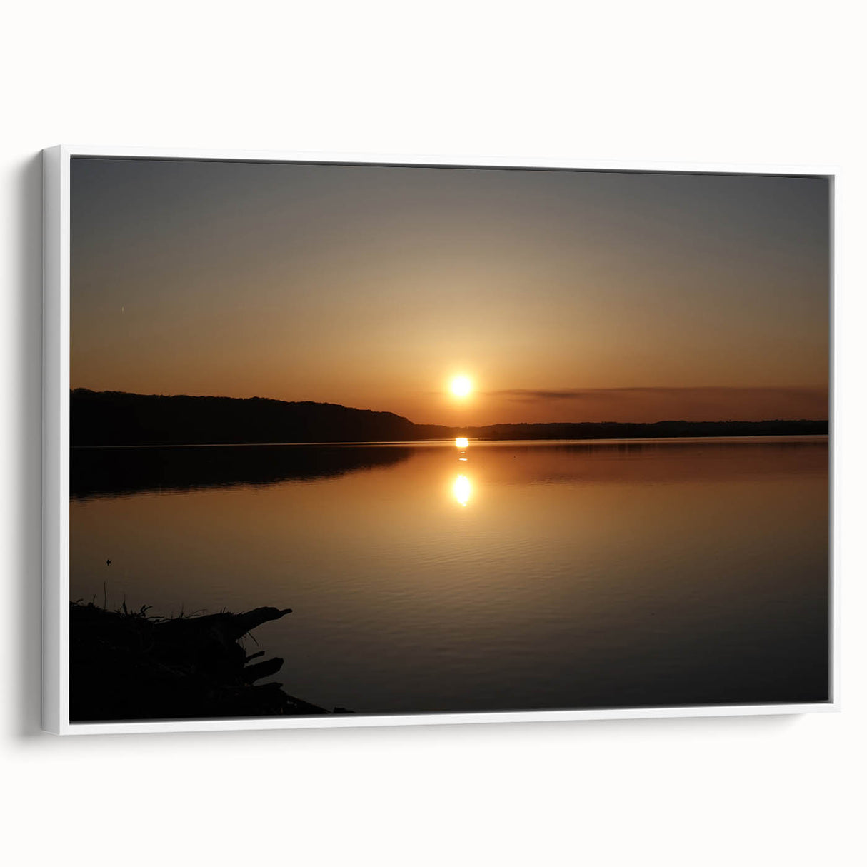 Vintage poster art of a Mississippi landscape on framed canvas, featuring vibrant colors, ideal for living room decor.