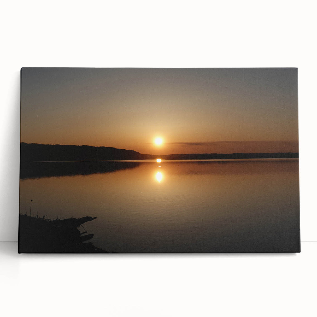 Black and white photo of Mississippi scenery on stretched canvas, suitable as kitchen wall art or bedroom decor.