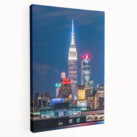 Horizontal canvas print of Kansas City skyline in muted twilight hues, ideal for kitchen wall art.