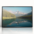 Large abstract wall art depicting Montana's Glacier National Park in muted earth tones, framed in black acrylic.
