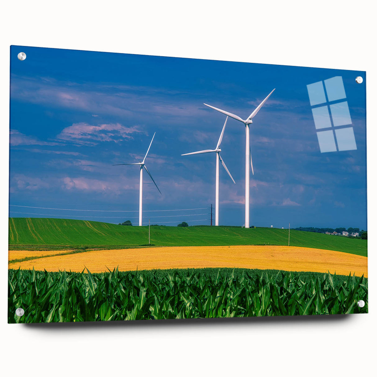 Large abstract wall art depicting Nebraska scenery in muted earth tones on acrylic glass, ideal for dining room decor.