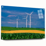 Large abstract wall art depicting Nebraska scenery in muted earth tones on acrylic glass, ideal for dining room decor.