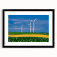 Extra large abstract art print depicting a textured, colorful Nebraska landscape, framed with a black mat.