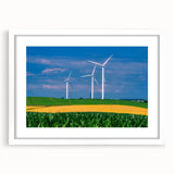 Abstract art print of Nebraska scenery in muted earth tones on a framed white mat, ideal for dining room decor.