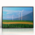 Large abstract wall art depicting a Nebraska landscape in muted earth tones, framed in black acrylic.