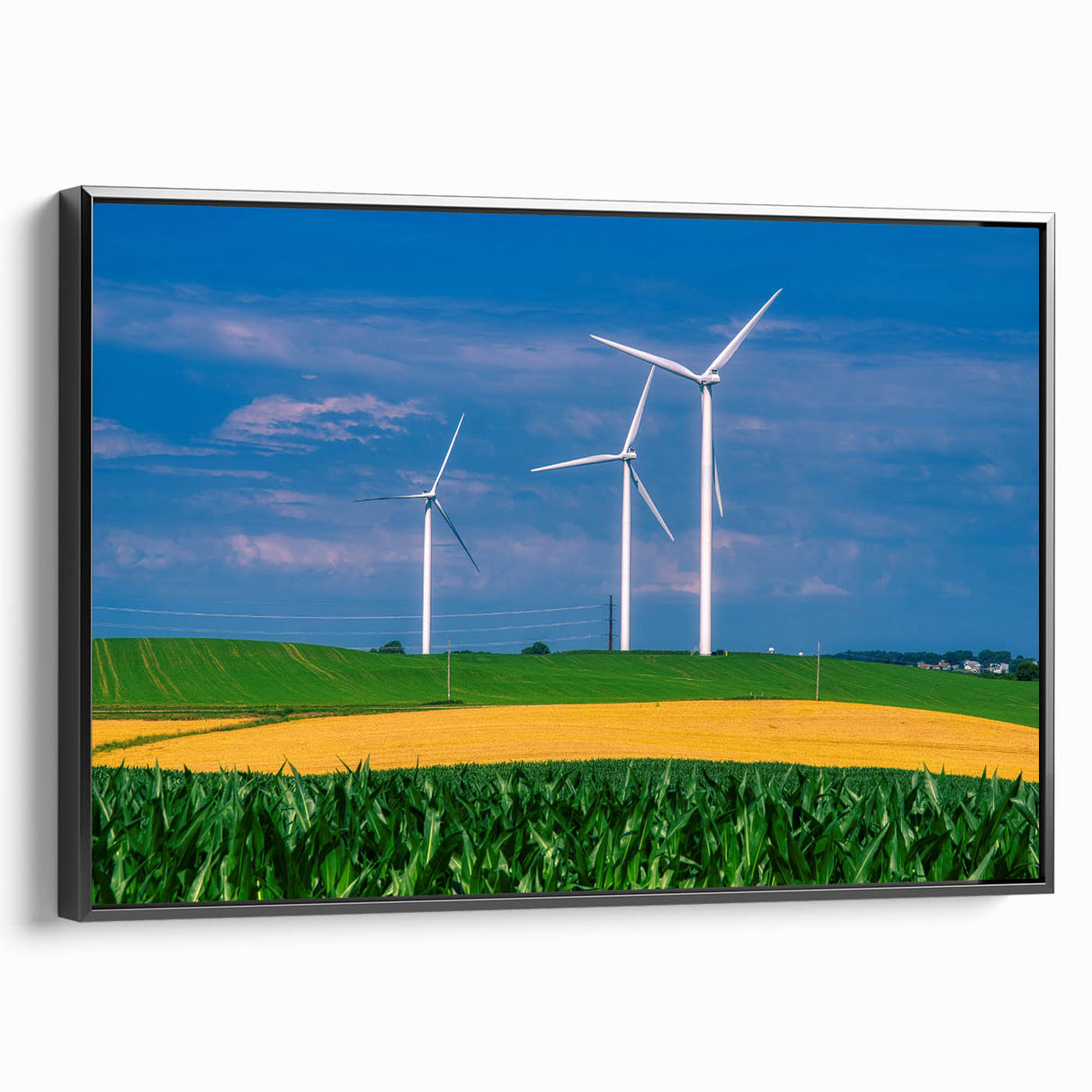 Black and white framed canvas featuring a vintage Nebraska landscape, ideal for bedroom wall decor.