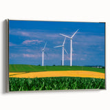 Framed canvas featuring a vintage-style Nebraska landscape painting with colorful art on a black background.