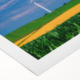 Art Deco poster of Nebraska scenery in muted earth tones on rolled canvas, suitable for dining room decor.