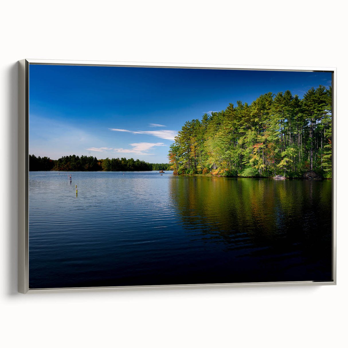 Framed canvas featuring a vintage-style landscape art painting of New Hampshire, in muted earth tones.
