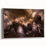 Framed canvas landscape art painting depicting a New Mexico scenery in muted earth tones, ideal for living room decor.