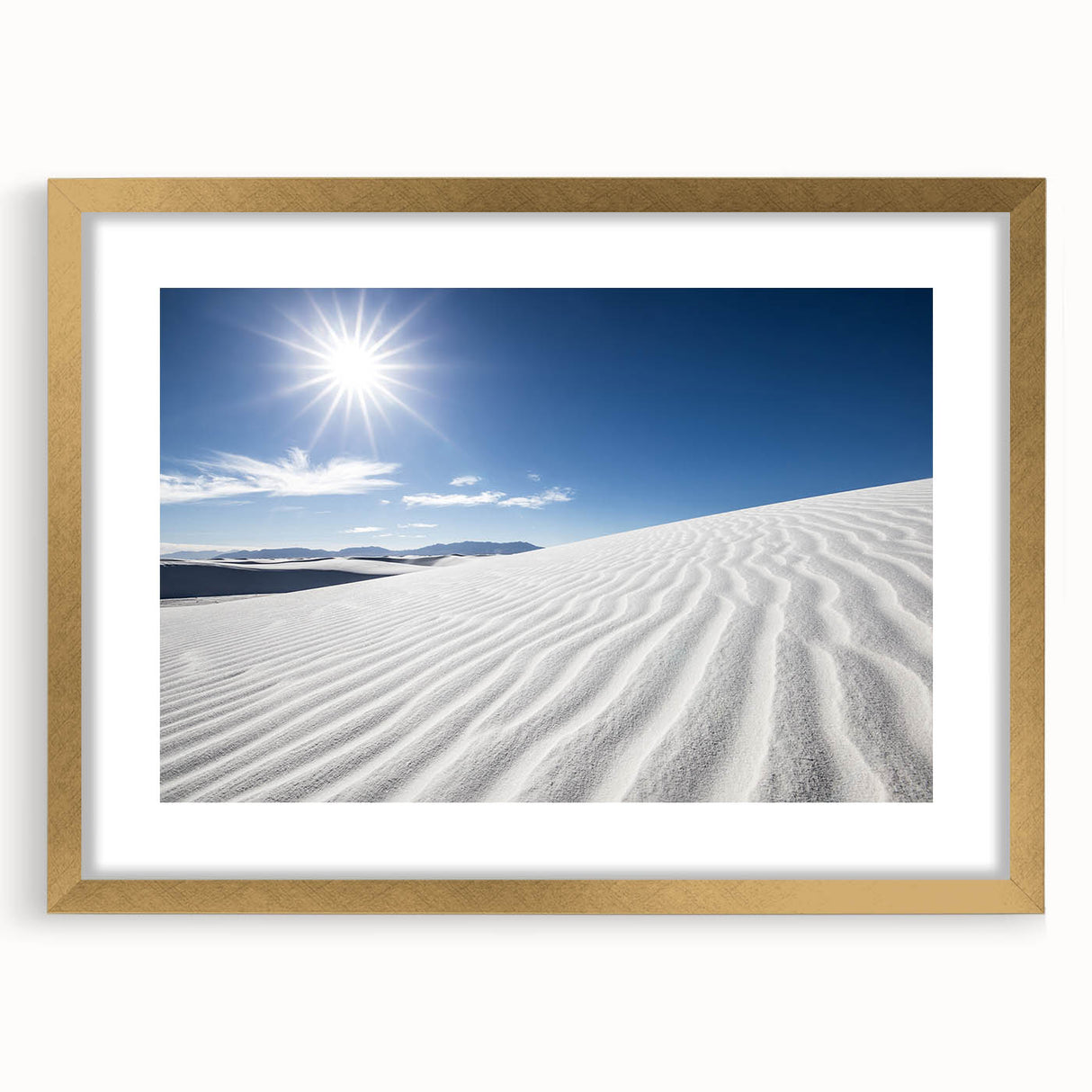 Extra large abstract art print depicting the White Sands in New Mexico, with textured design in muted earth tones.