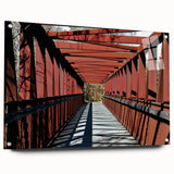 Acrylic print of a large abstract depiction of Durham, North Carolina in muted earth tones.