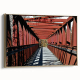 Framed canvas featuring a vintage-style landscape painting of Durham, North Carolina in muted gold and black tones.