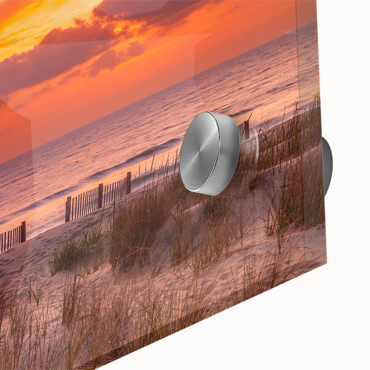 Large abstract wall art of Outer Banks with muted earth tones on acrylic glass, ideal for dining room ambiance.