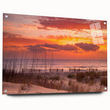 Acrylic print of Outer Banks, North Carolina scenery in muted blue and gray tones, suitable for bedroom or dining room decor.